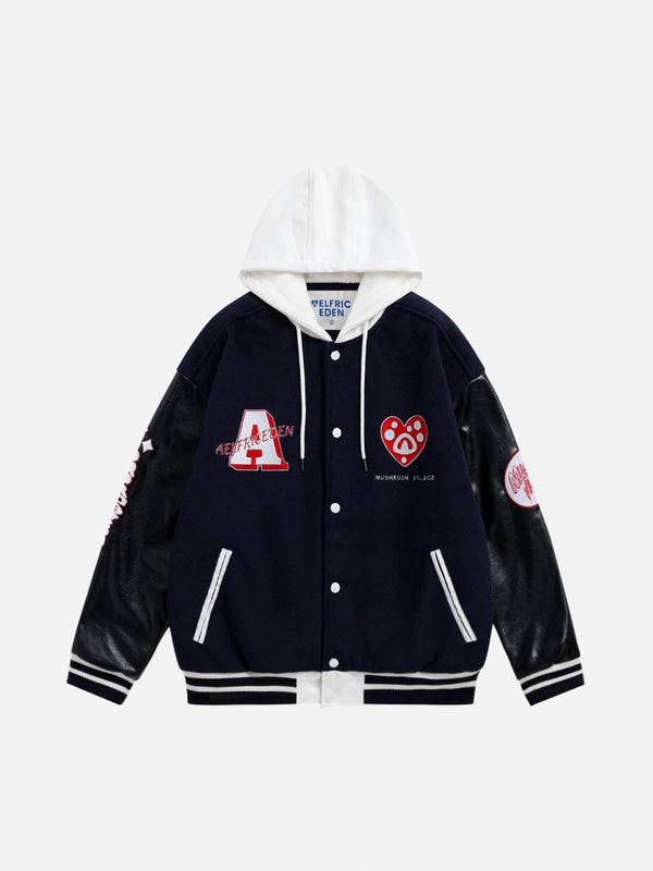 Aelfric Eden Color Blocking Hodded Varsity Jacekt