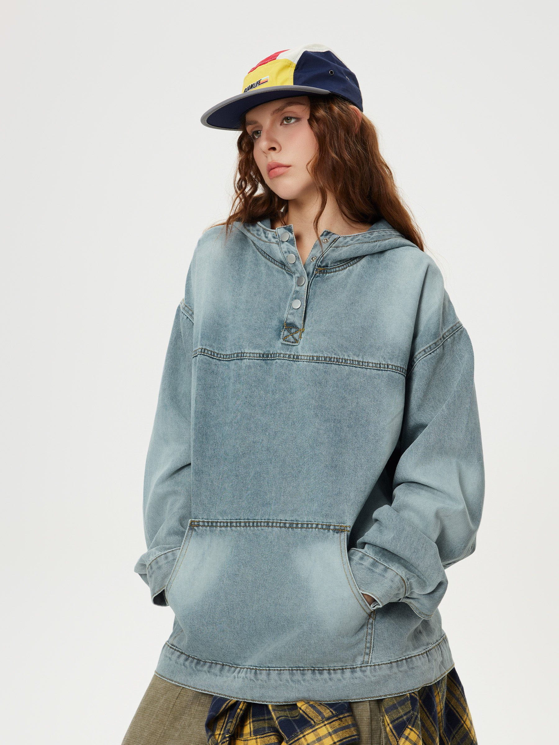 Aelfric Eden Washed Button Denim Hoodie