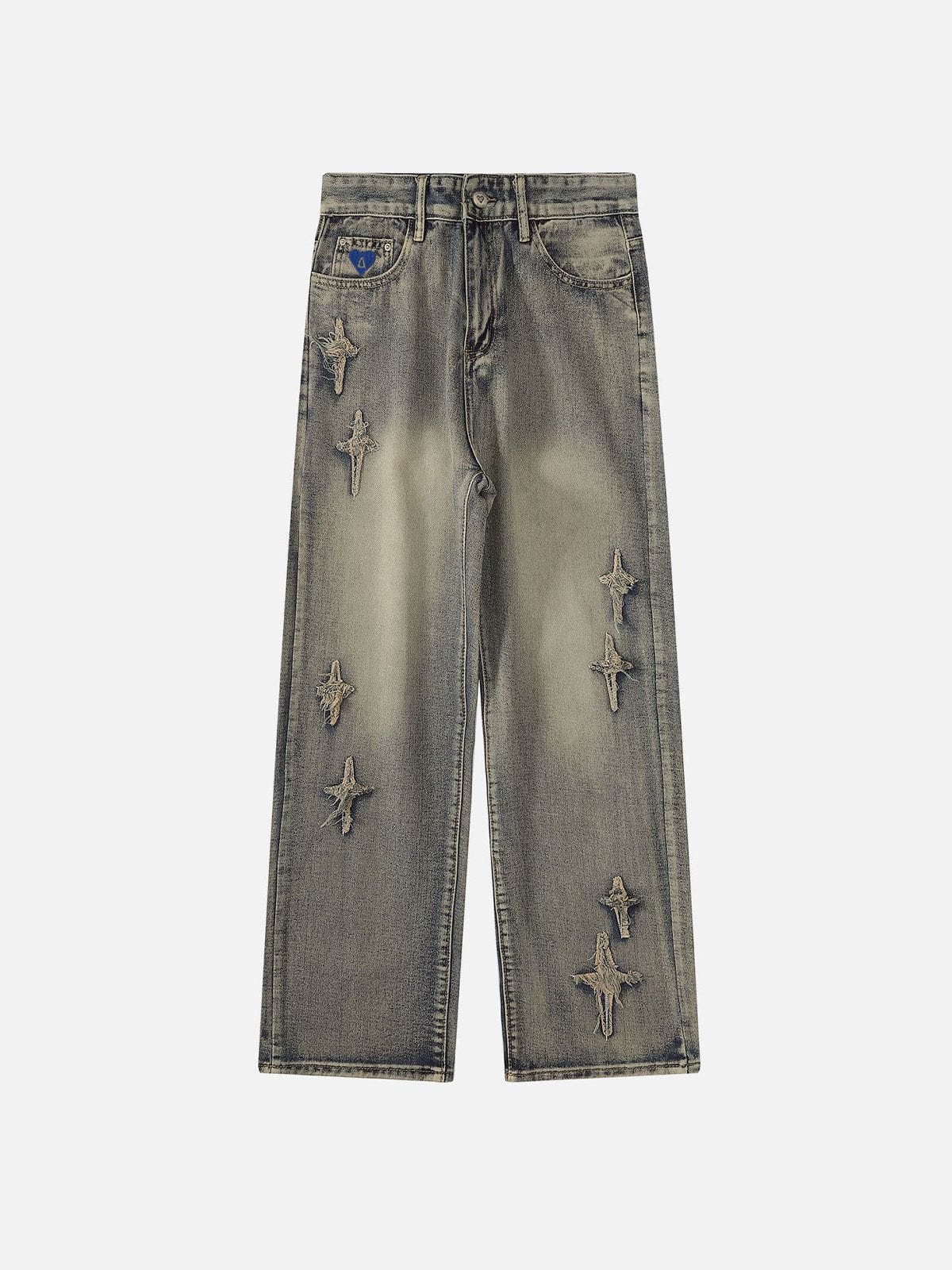 Aelfric Eden Star Embroidered Washed Tapered Jeans