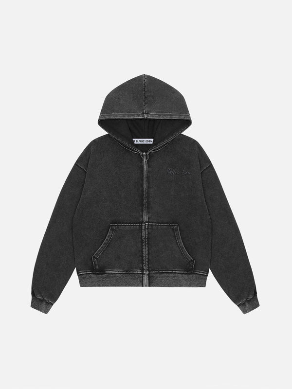 Aelfric Eden Washed Solid Zip Up Hoodie