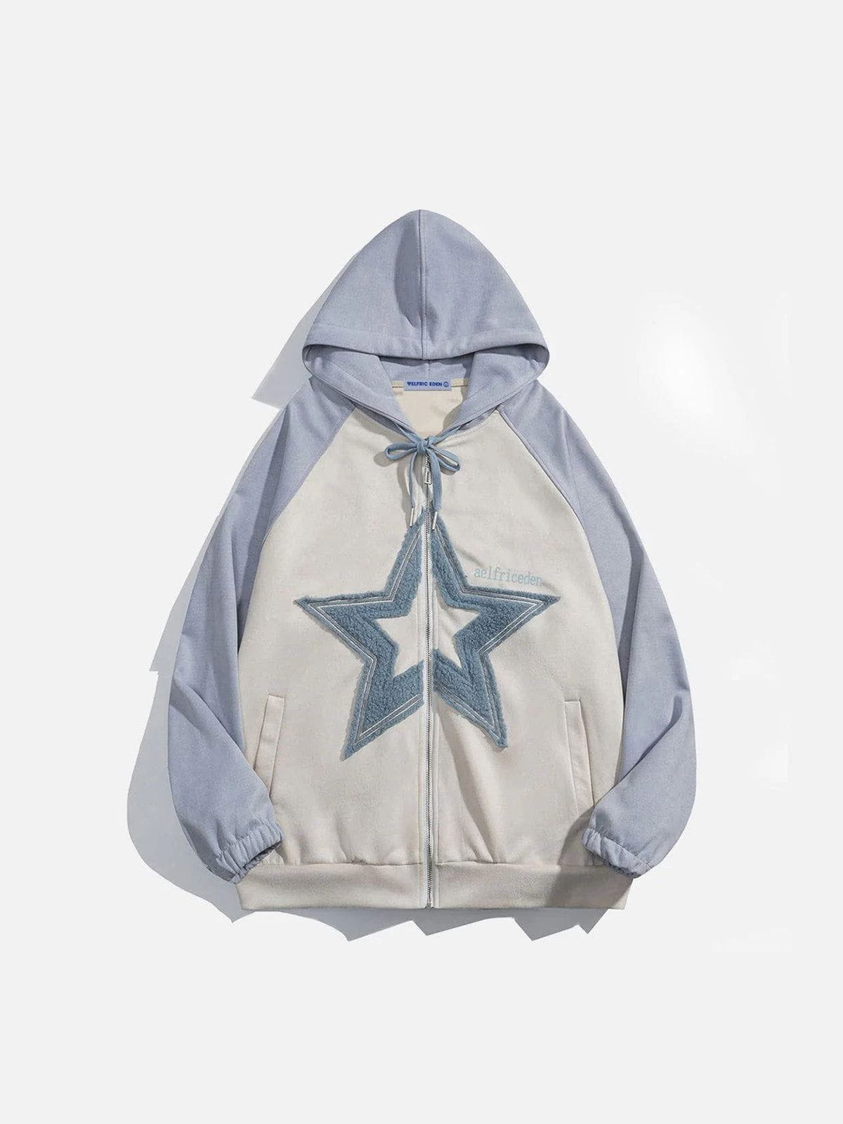 Aelfric Eden Suede Star Patchwork Zip Up Hoodie