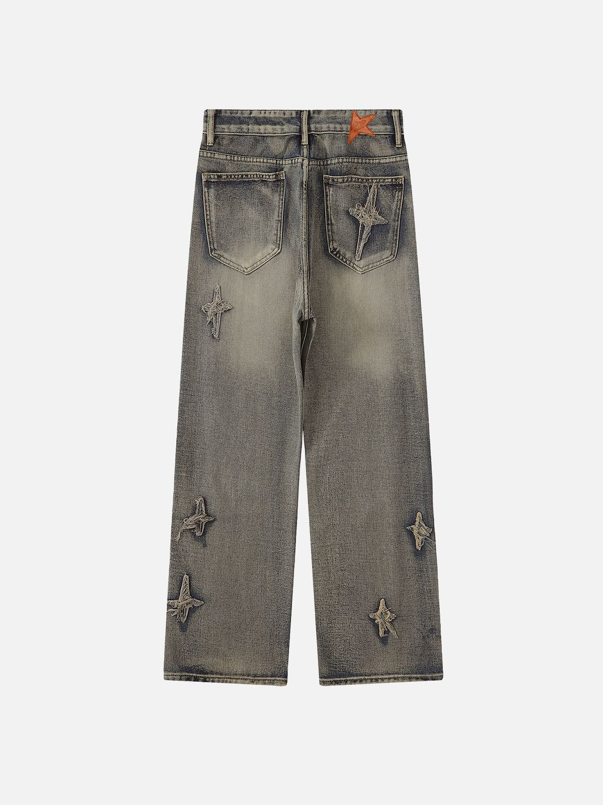 Aelfric Eden Star Embroidered Washed Tapered Jeans