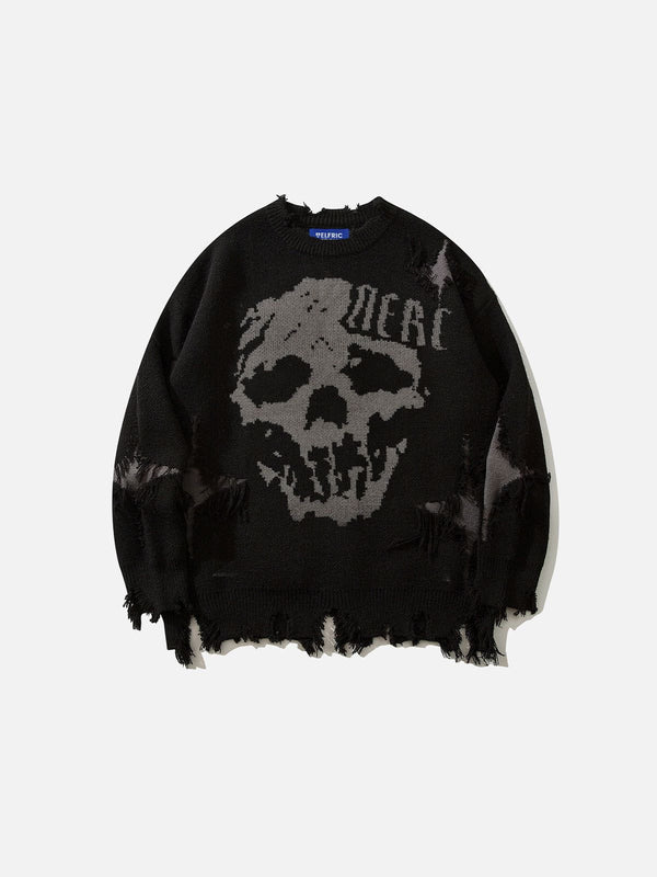 Aelfric Eden Distressed Skull Sweater