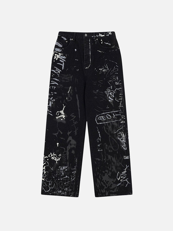 Aelfric Eden Full Print Graffiti Loose Jeans