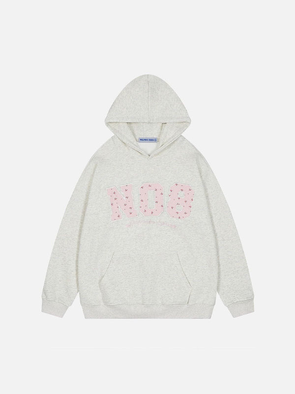 Flower Embroidery Number Hoodie