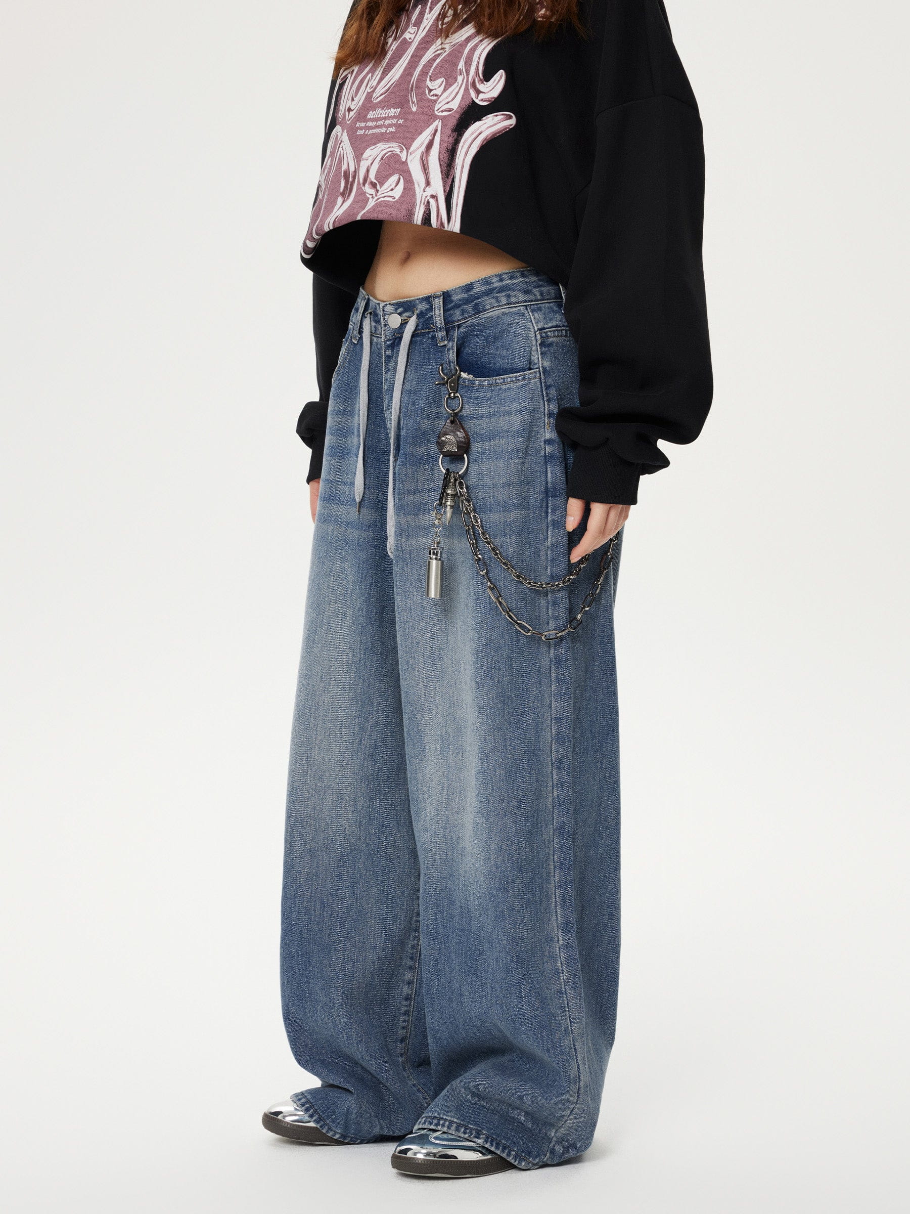 Aelfric Eden Drawstring Washed Baggy Jeans