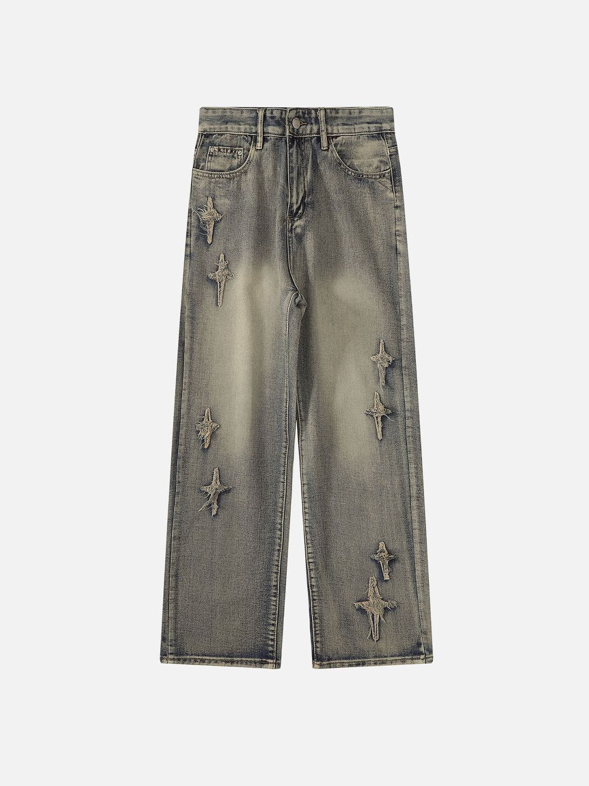 Aelfric Eden Star Embroidered Washed Tapered Jeans