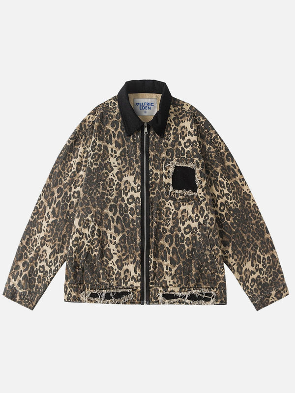 Aelfric Eden Distressed Leopard Print Jacket