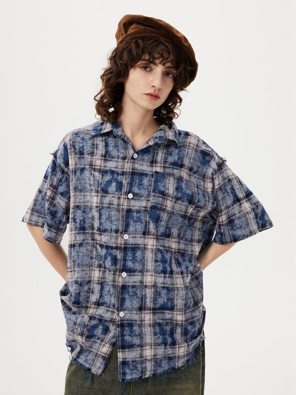 Aelfric Eden Tie Dye Plaid Short Sleeve Shirt