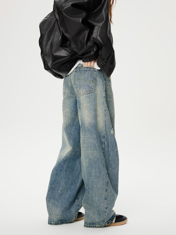 Aelfric Eden Distressed Washed Barrel Jeans