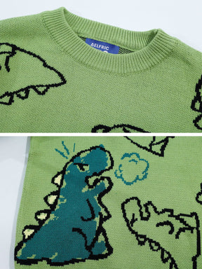 Aelfric Eden Vintage Dinosaur Cartoon Pattern Knitted Sweater – Aelfric ...