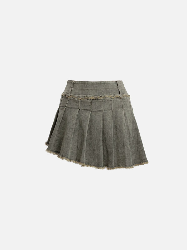 Aelfric Eden Fringe Wrinkle Washed Denim Skirt