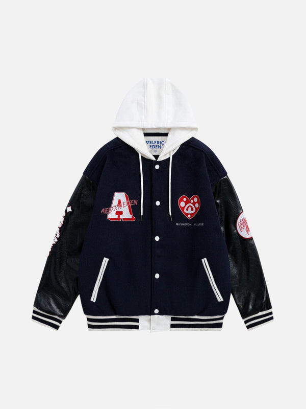 Aelfric Eden Color Blocking Hodded Varsity Jacekt