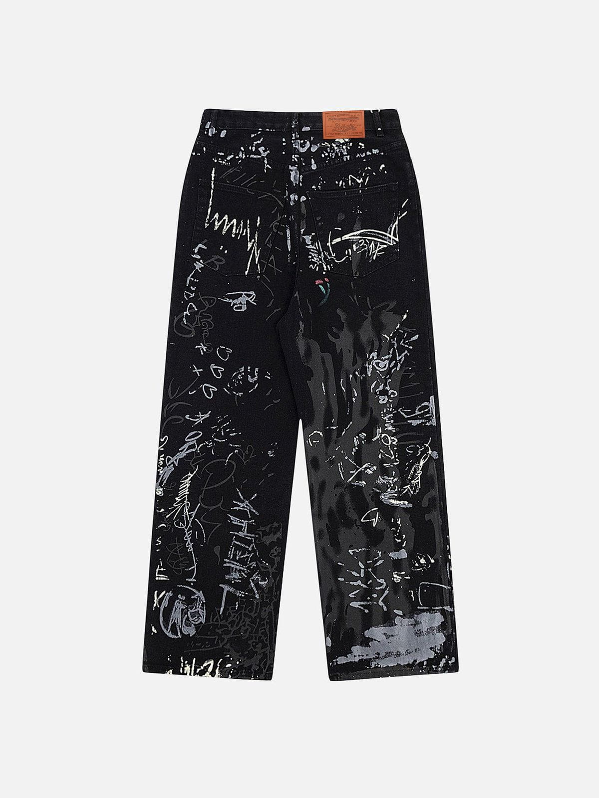 Aelfric Eden Full Print Graffiti Loose Jeans