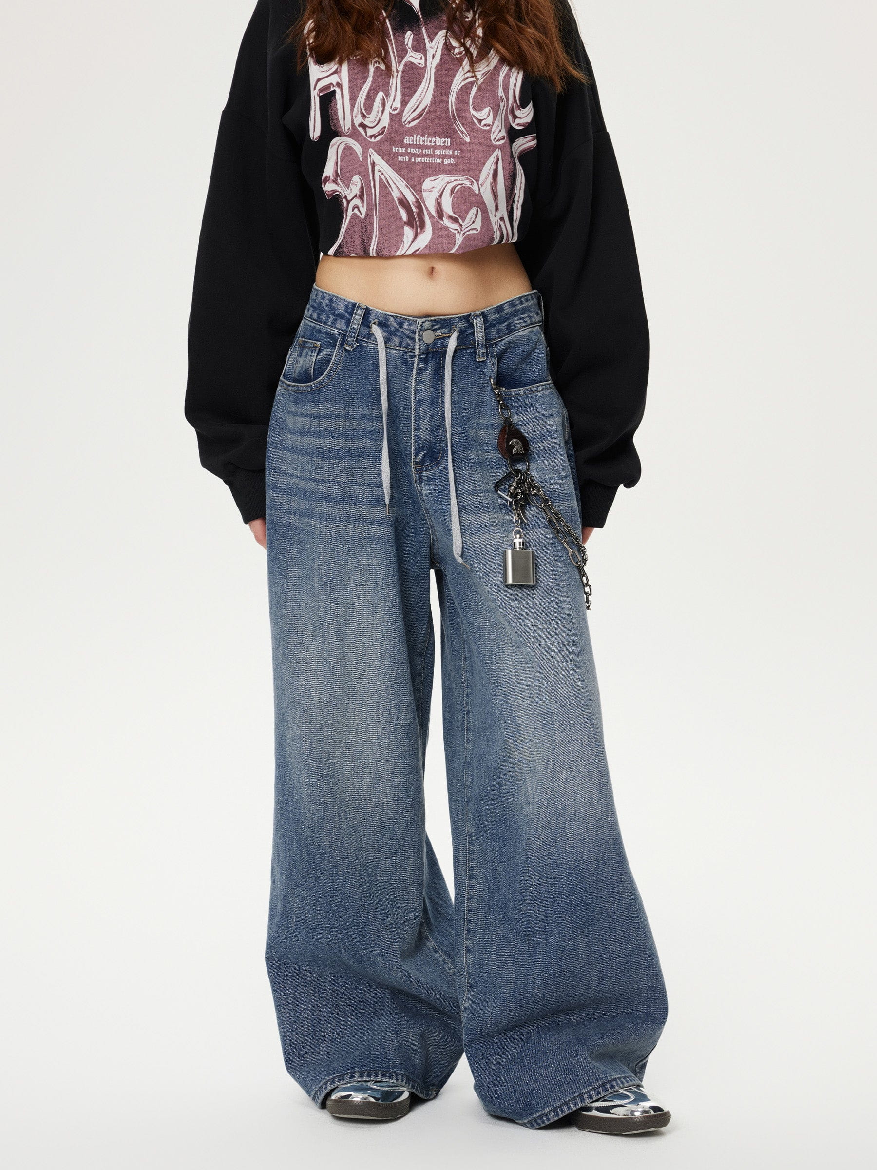 Aelfric Eden Drawstring Washed Baggy Jeans