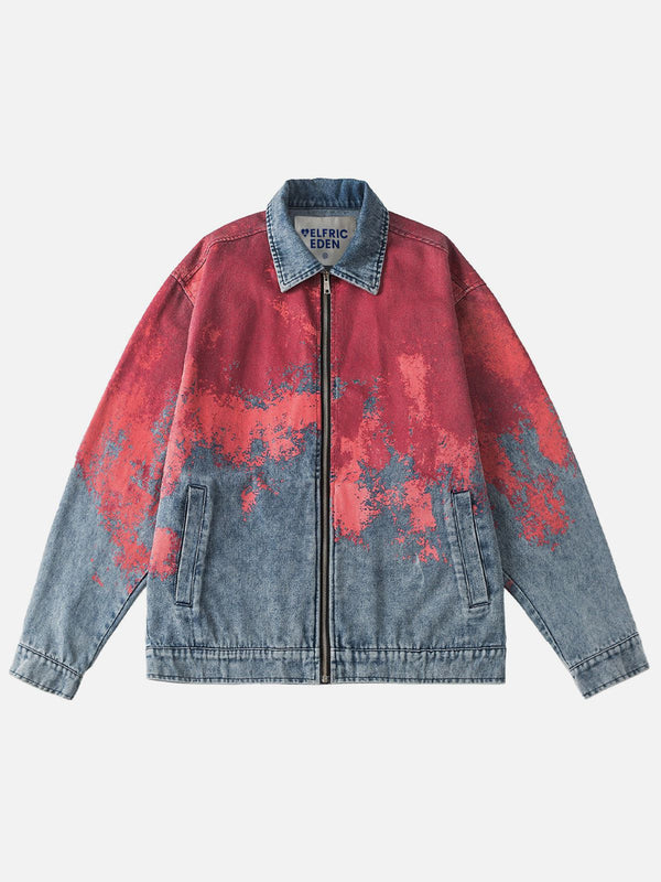 Aelfric Eden Red Tie-Dye Denim Jacket