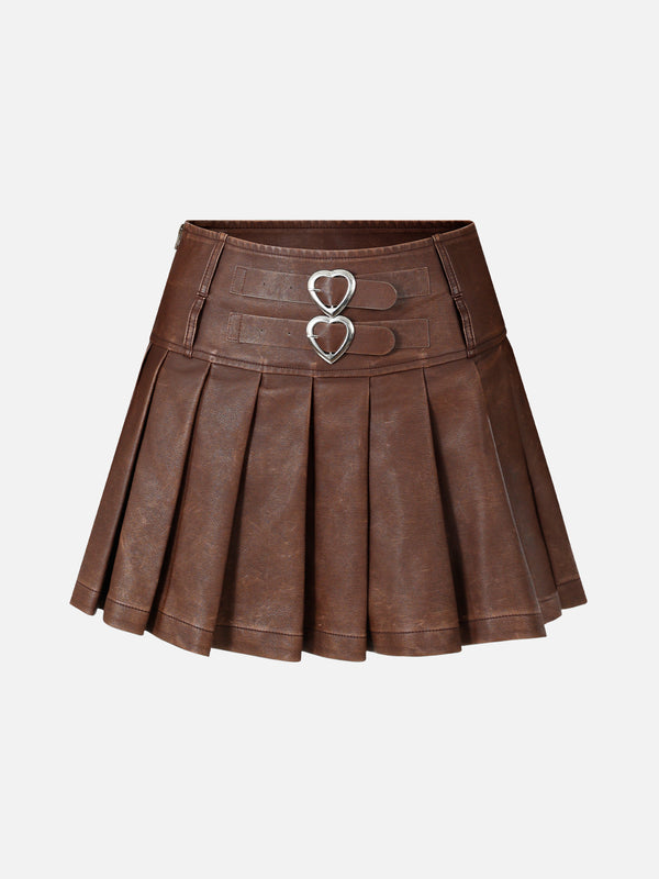 Aelfric Eden Heart Belt Faux Leather Pleated Skirt