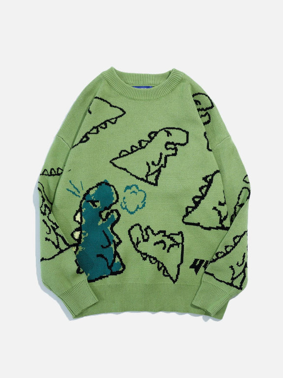 Aelfric Eden Vintage Dinosaur Cartoon Pattern Knitted Sweater – Aelfric ...