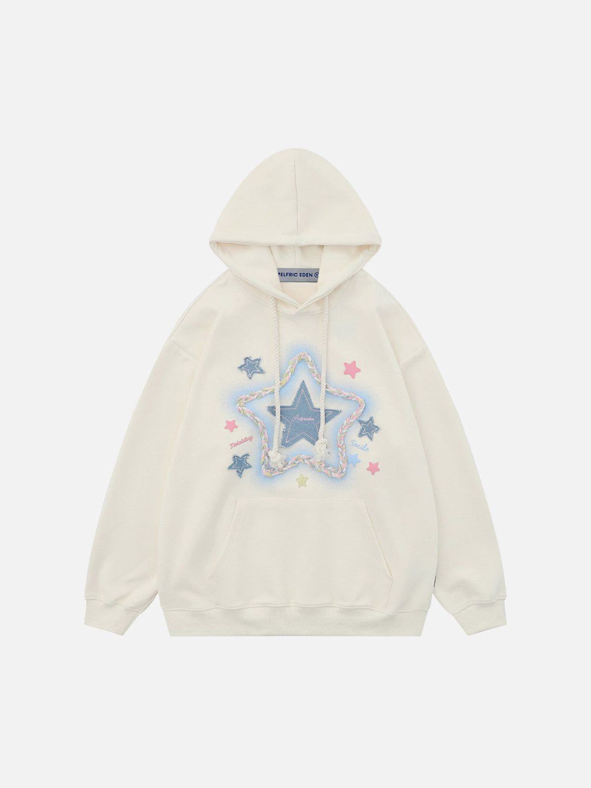 Aelfric Eden Denim Star Applique Embroidery Hoodie