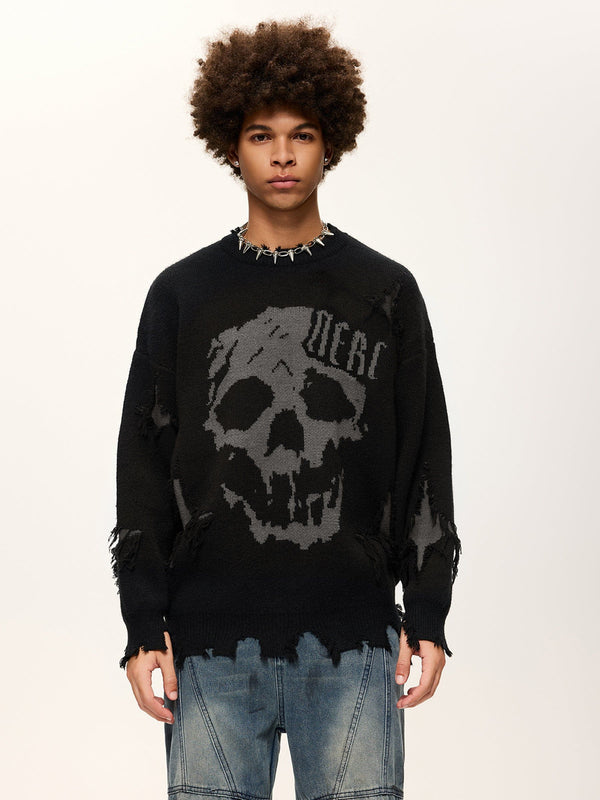 Aelfric Eden Distressed Skull Sweater