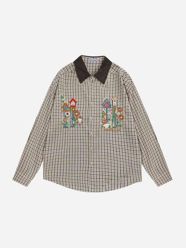 Aelfric Eden Plaid Embroidery Long Sleeve Shirt