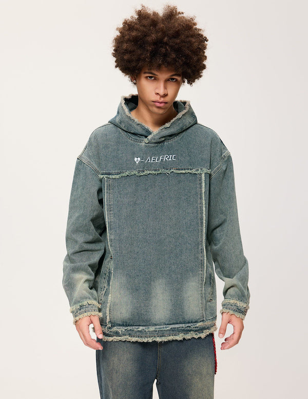 Aelfric Eden Fringe Denim Washed Hoodie