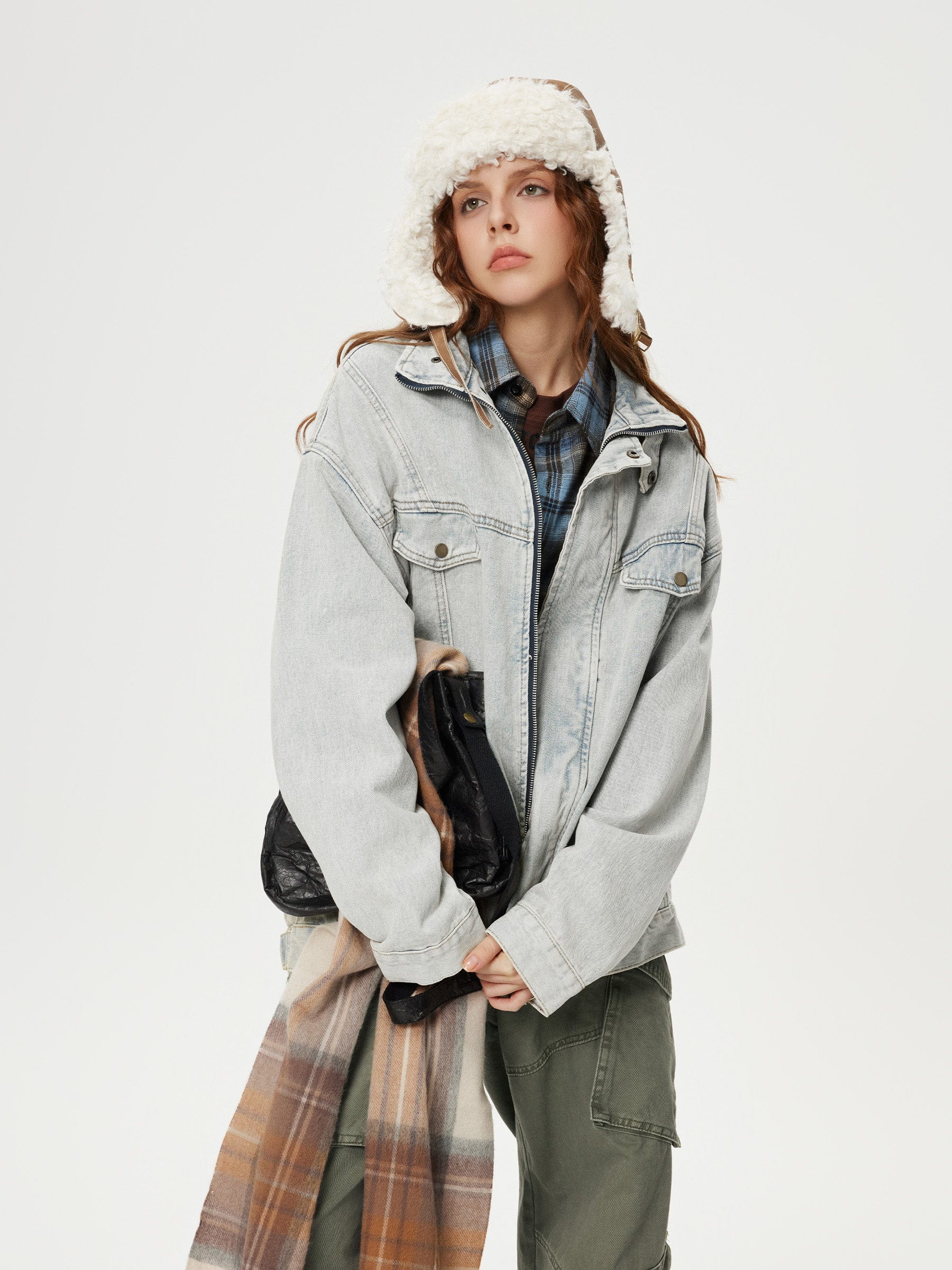 Aelfric Eden Stand Collar Washed Denim Jacket