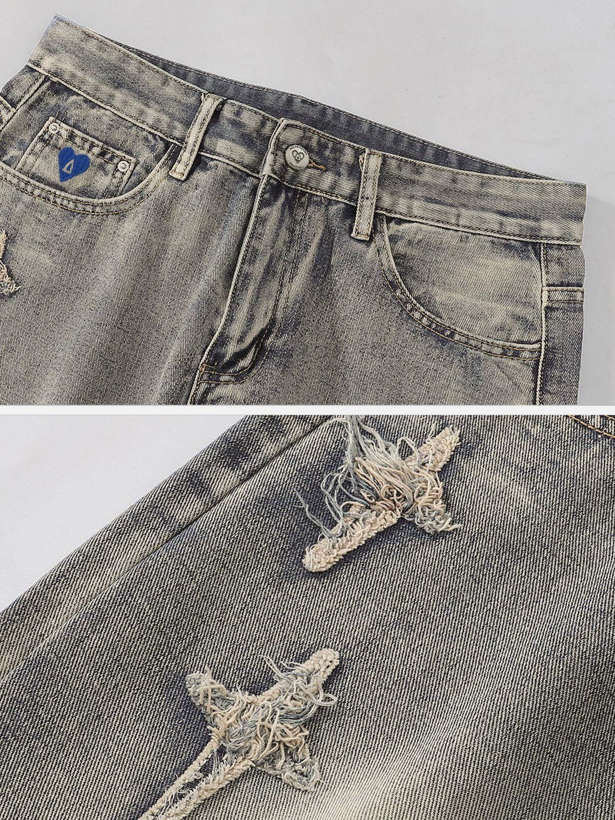 Aelfric Eden Star Embroidered Washed Tapered Jeans