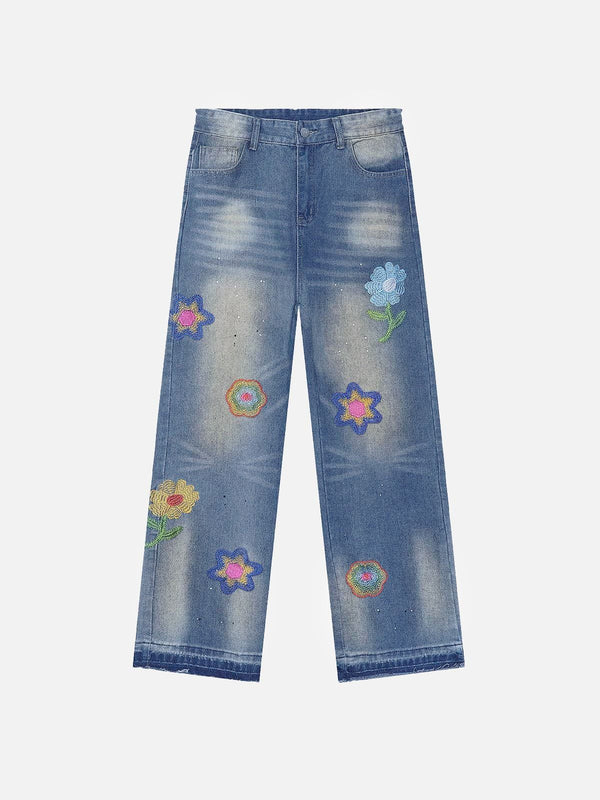 Aelfric Eden Embroidery Flower Washed Loose Jeans