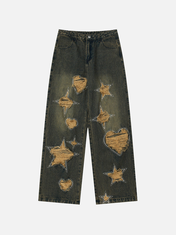 Aelfric Eden Star Heart Distressed Loose Jeans