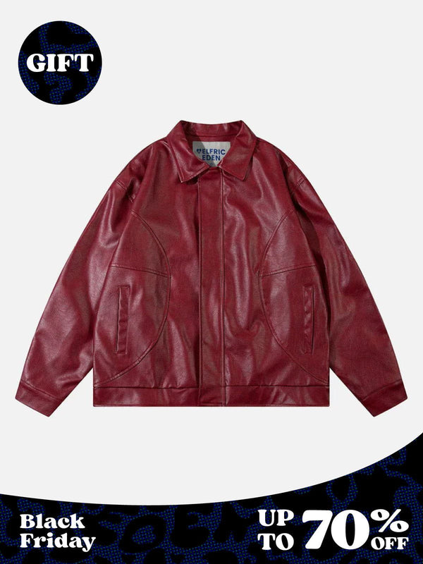 Aelfric Eden Vintage Burgundy Essential Faux Leather Jacket