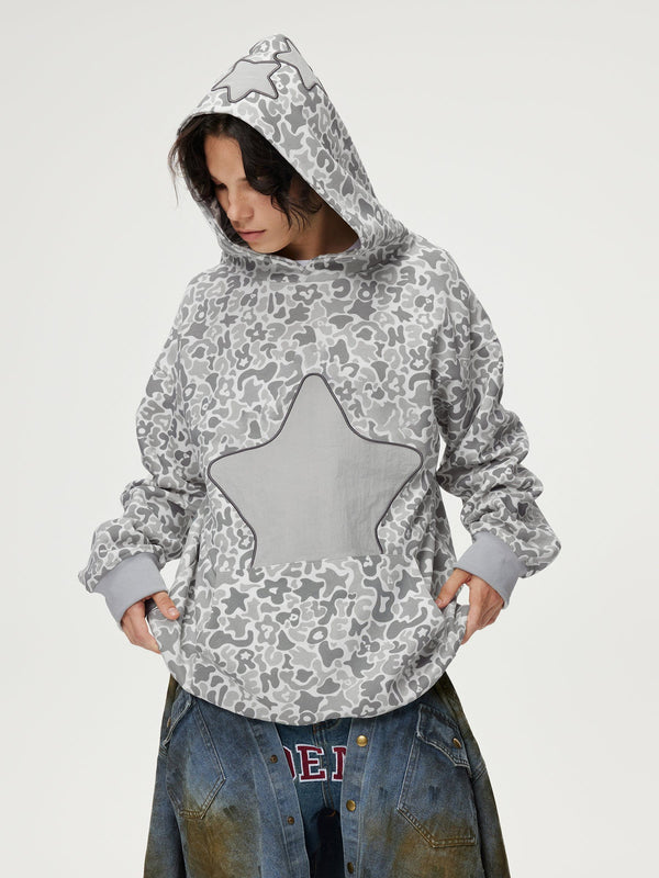 [Pre-Order]Aelfric Eden Embroidery Star Camouflage Hoodie