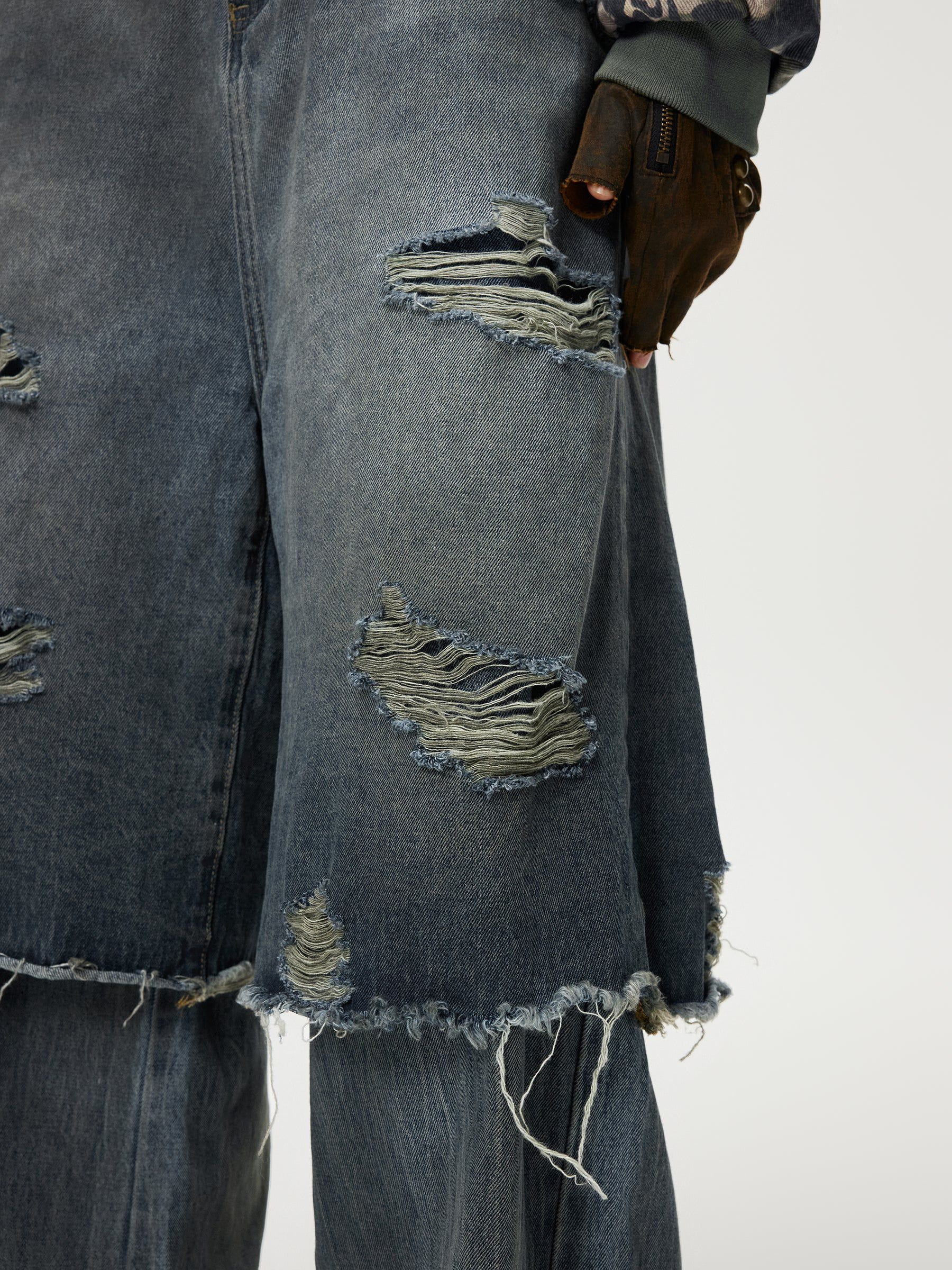 Aelfric Eden Distressed Two Layer Baggy Jeans