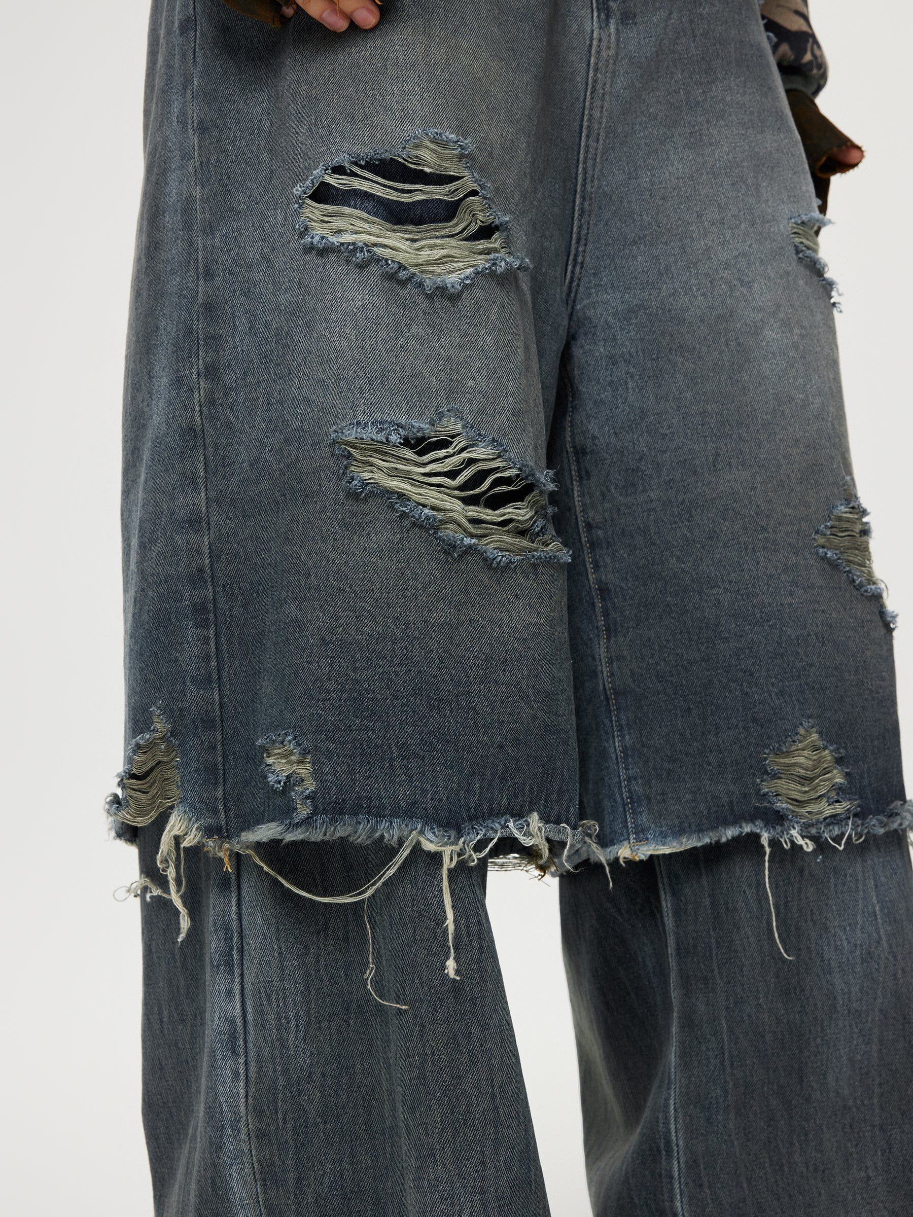 Aelfric Eden Distressed Two Layer Baggy Jeans