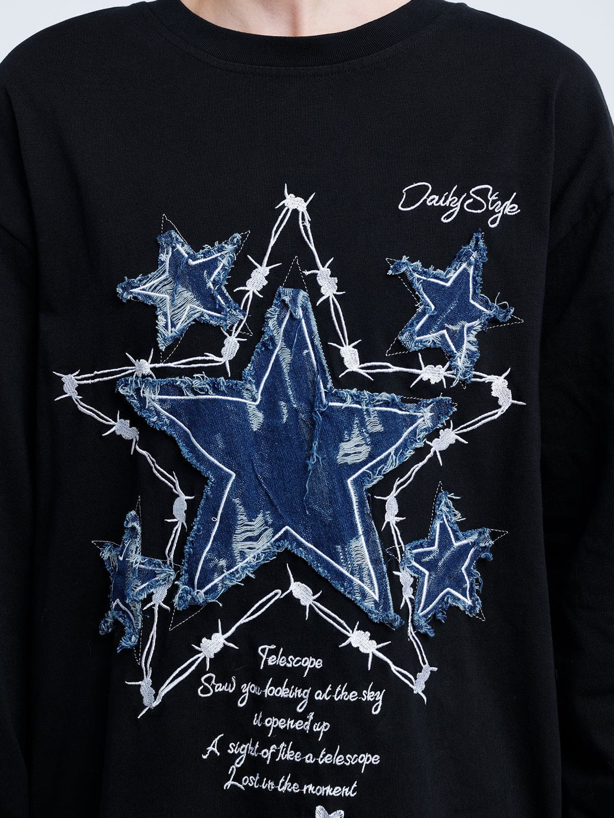 Aelfric Eden Applique Embroidery Denim Star Sweatshirt