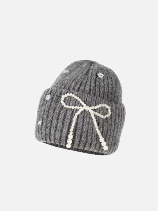 Pearl Bow Knit Beanie