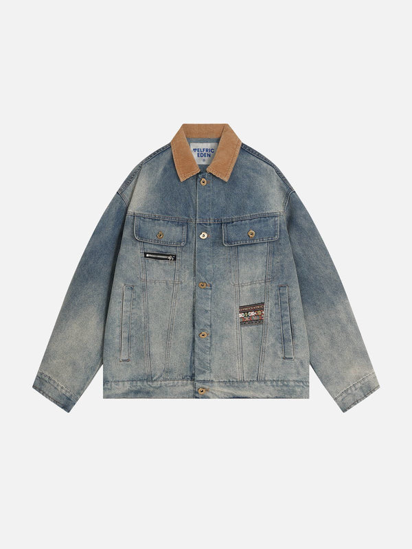 Aelfric Eden Washed Patchwork Denim Jacket