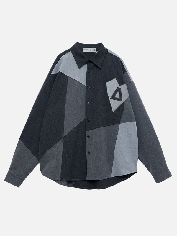 Aelfric Eden Geometry Patchwork Long Sleeve Shirt