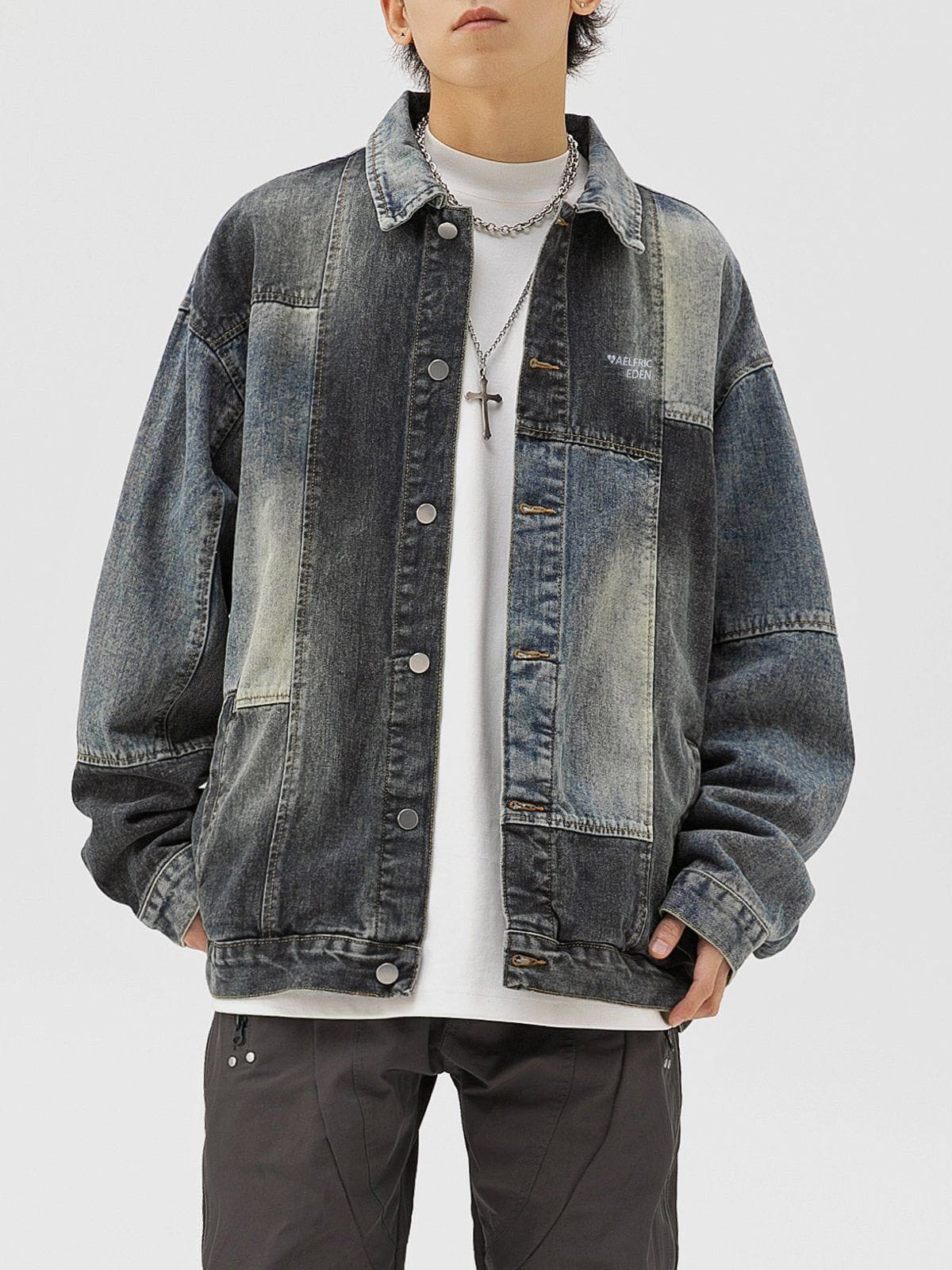 Aelfric Eden Patchwork Washed Denim Jacket