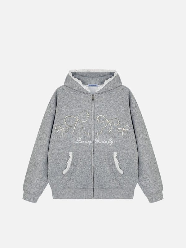 [Pre-Order] Aelfric Eden Pearl Bow Zip Up Hoodie