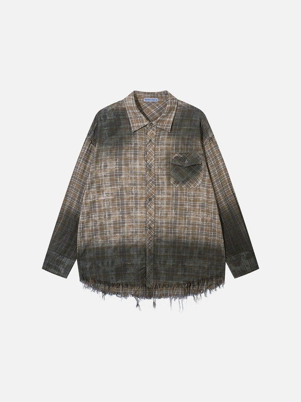 Aelfric Eden Tie Dye Plaid Long Sleeve Shirt