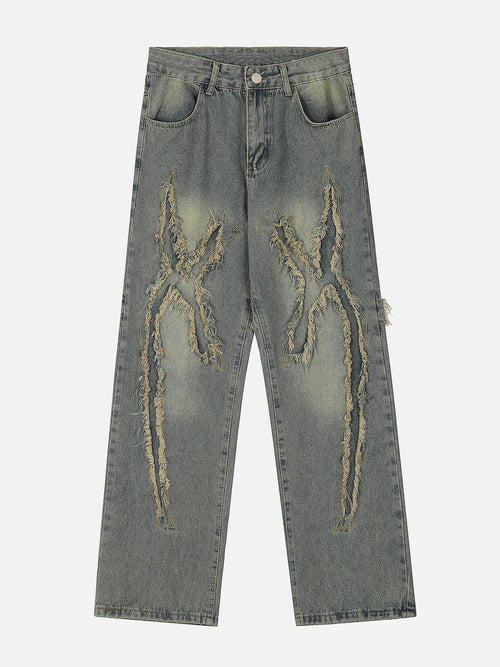 Washed Wavy Denim Pants - Ready to Wear