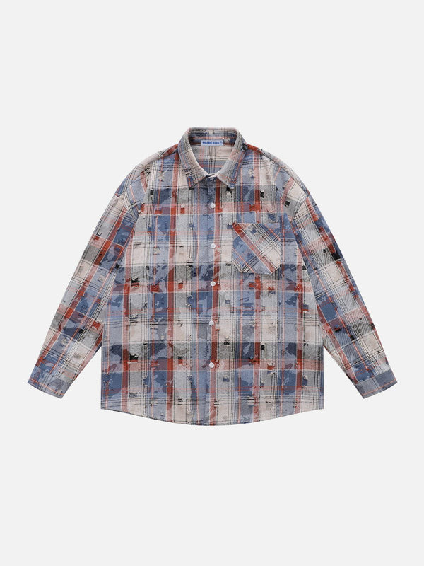 Aelfric Eden Plaid Distressed Long Sleeve Shirt