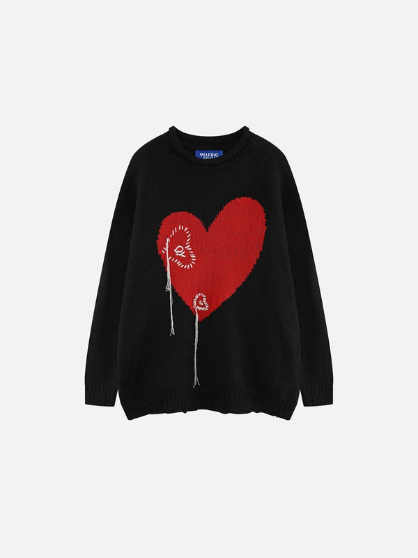 Aelfric Eden Tassel Heart Distressed Sweater