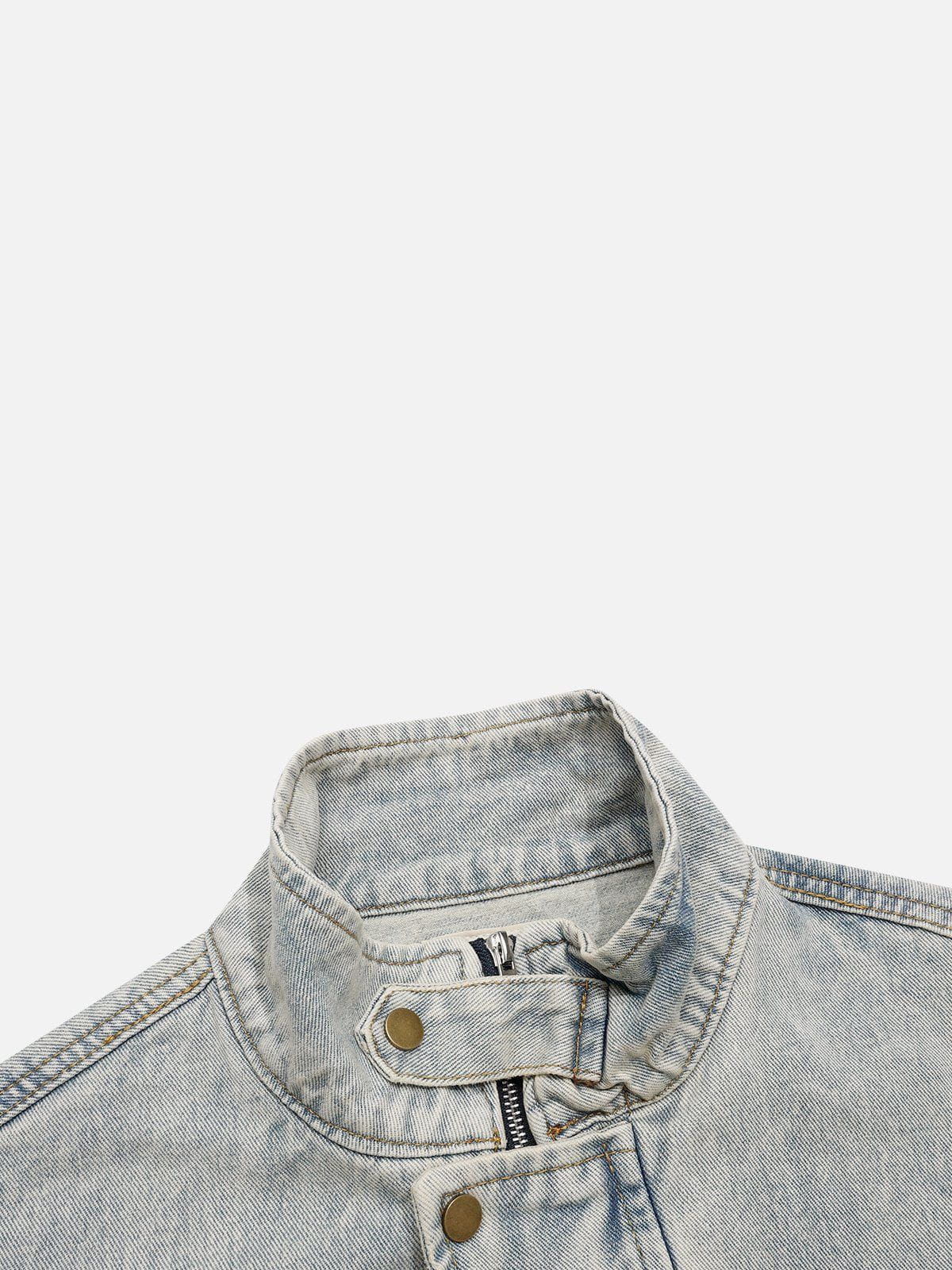 Aelfric Eden Stand Collar Washed Denim Jacket