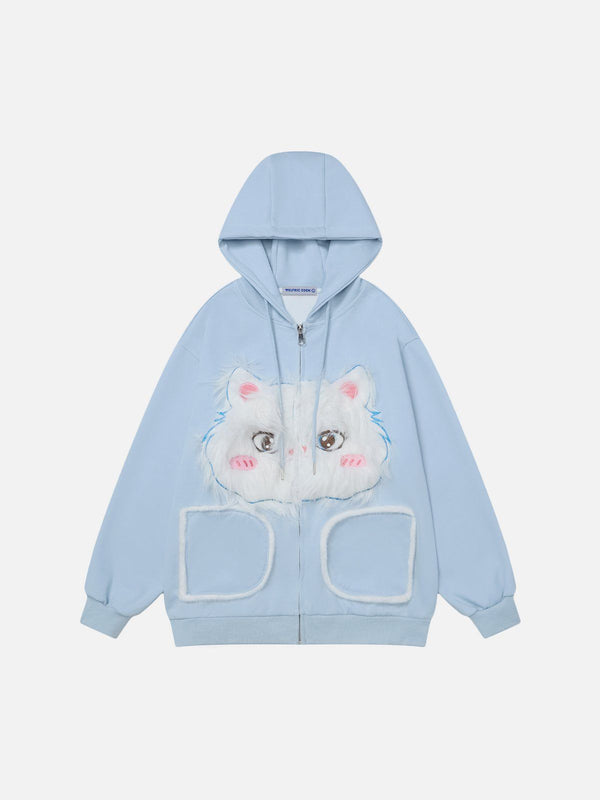 Aelfric Eden Plush Cat Zip Up Hoodie