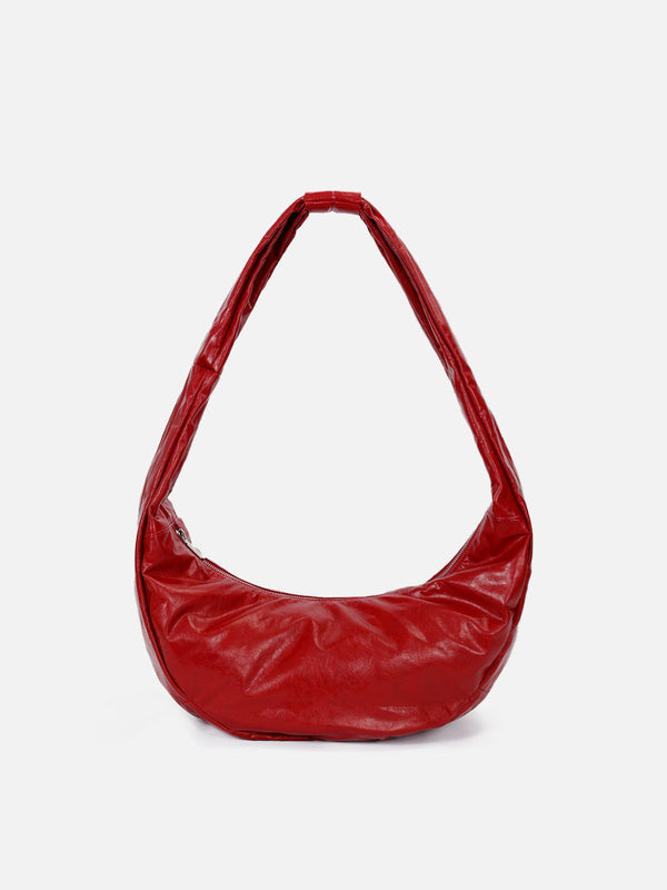 Red Faux Leather Diagonal Bag