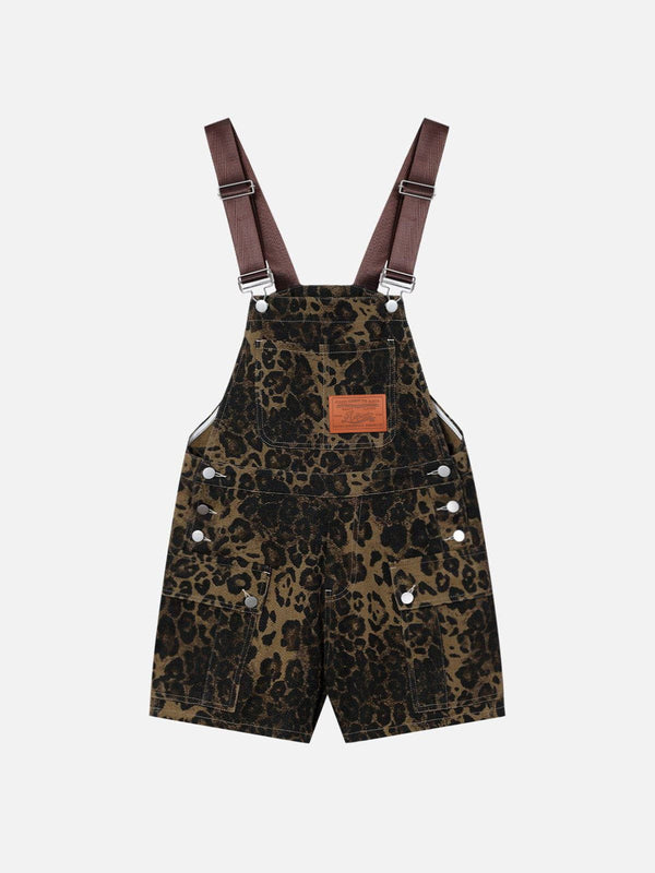 Aelfric Eden Leopard Print Overall Shorts