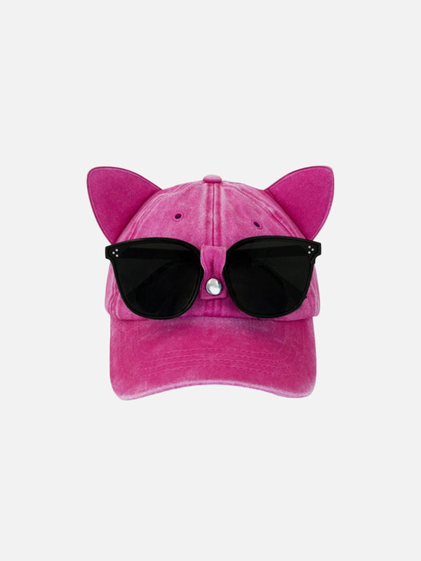 Sunglasses Cat Ear Washed Cap