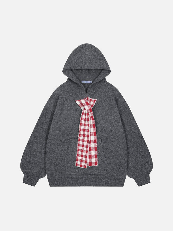 Aelfric Eden Knit Plaid Tie Hoodie